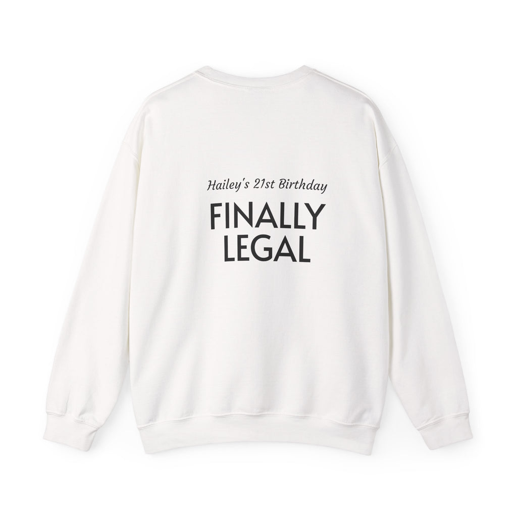 21st Birthday Sweatshirt | "R.I.P. Twenties" Front & "Finally Legal" Back Crewneck