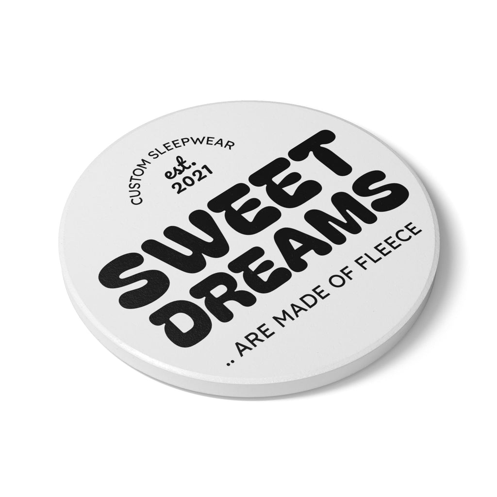 Ceramic Coaster – “Sweet Dreams” Retro Typography Cork-Back Drink Coaster