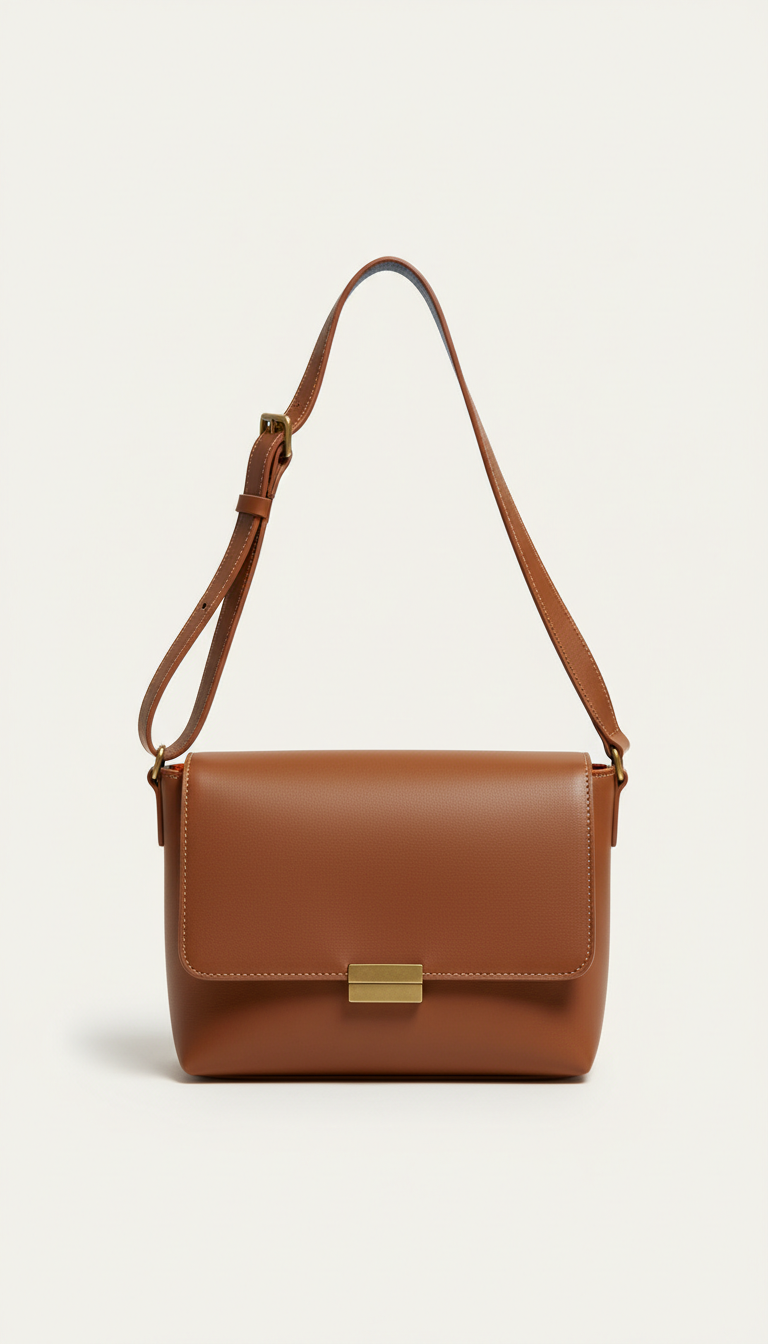 Earth Brown Crossbody Bag With Minimal Hardware